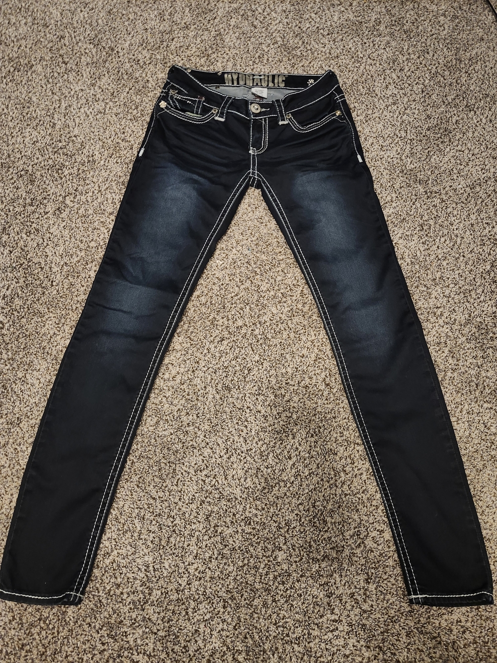 Hydraulic Black Women's Skinny Jeans with White Stitching